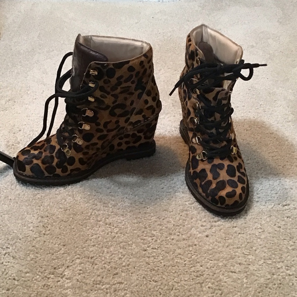 Diane Von Furstenberg Leopard Lace-Up Boots